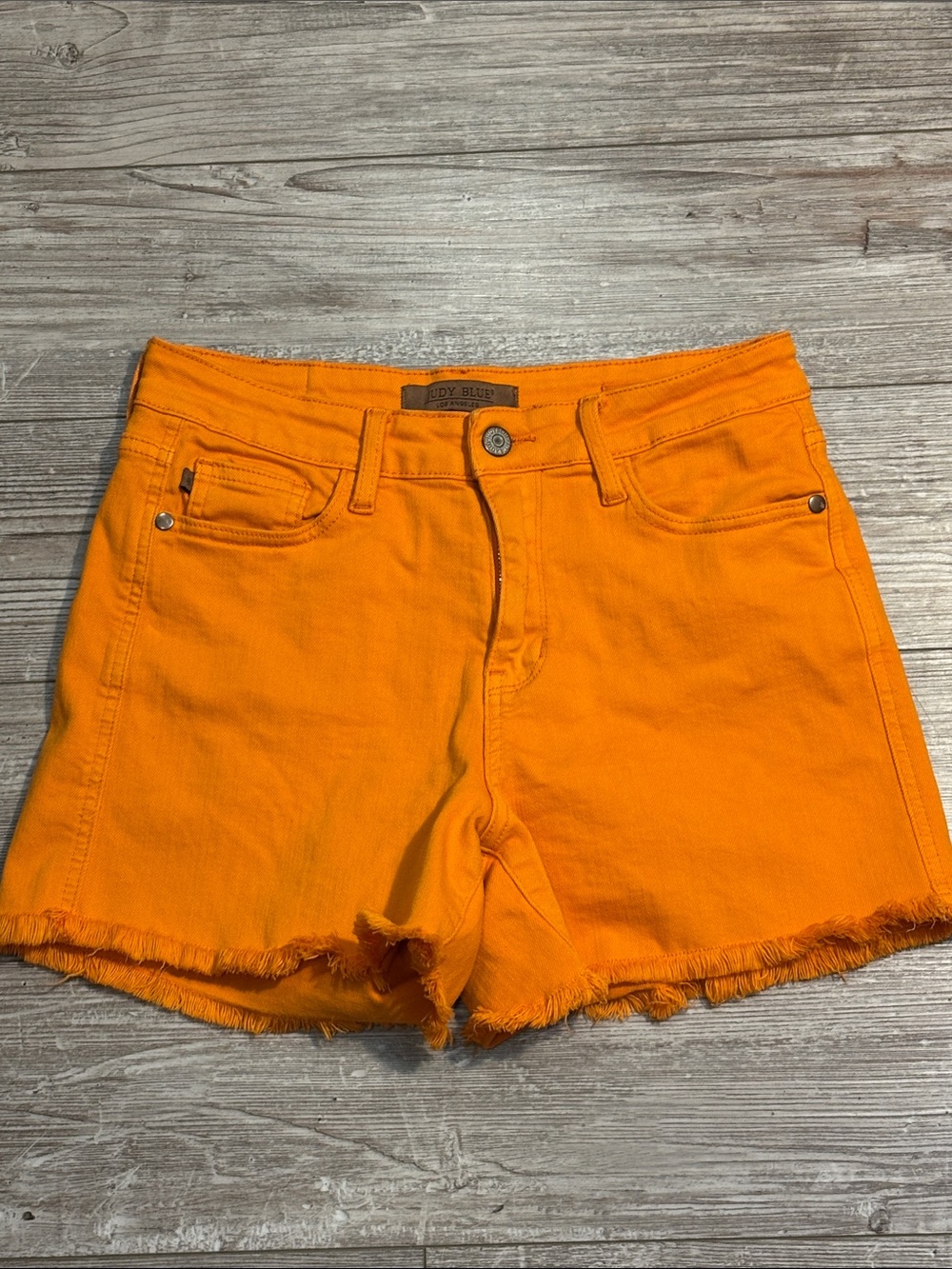 Judy Blue Bright Orange Denim Cutoff Shorts